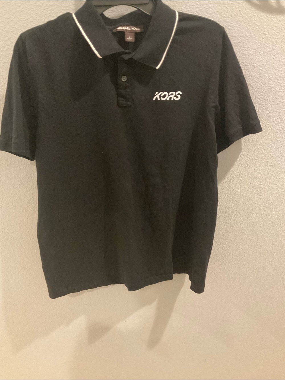 Michael Kors Black Polo with White Piping and Logo